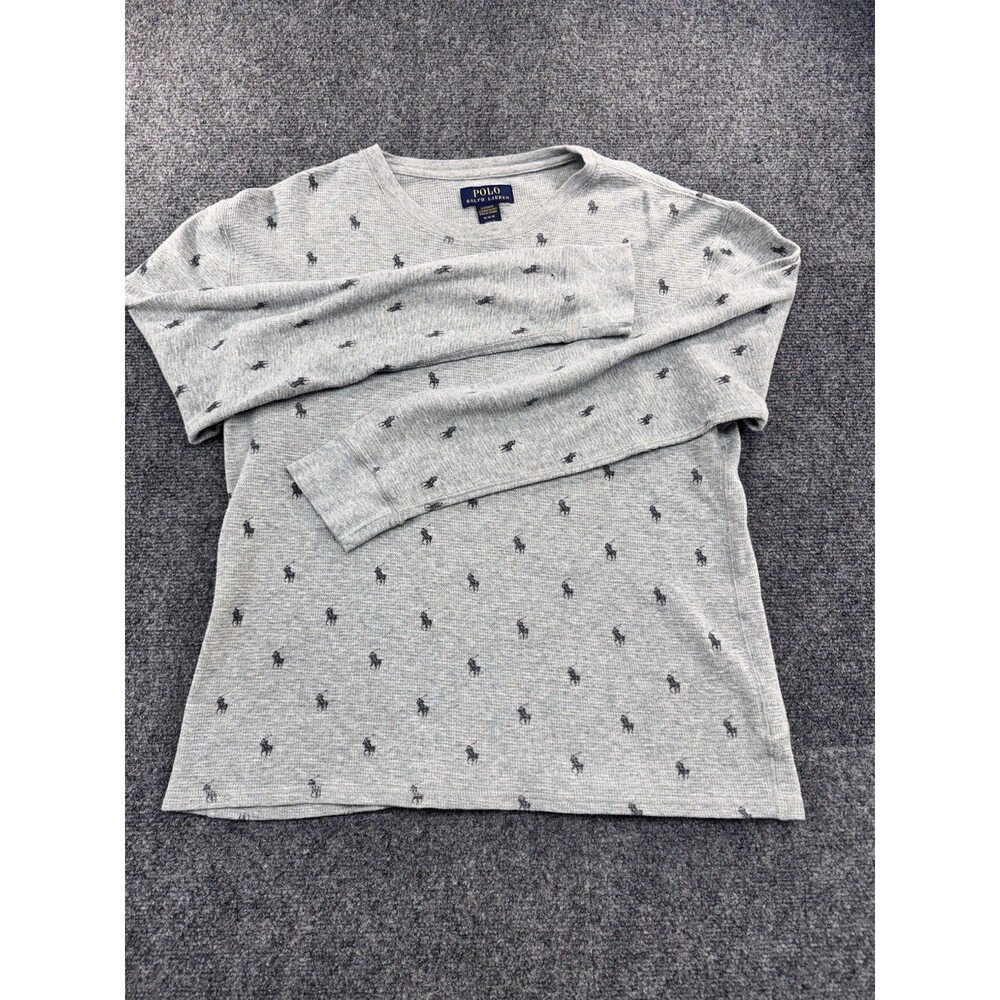 Polo Ralph Lauren Womens Long Sleeve Sleepshirt Gray Printed Size L NWOT